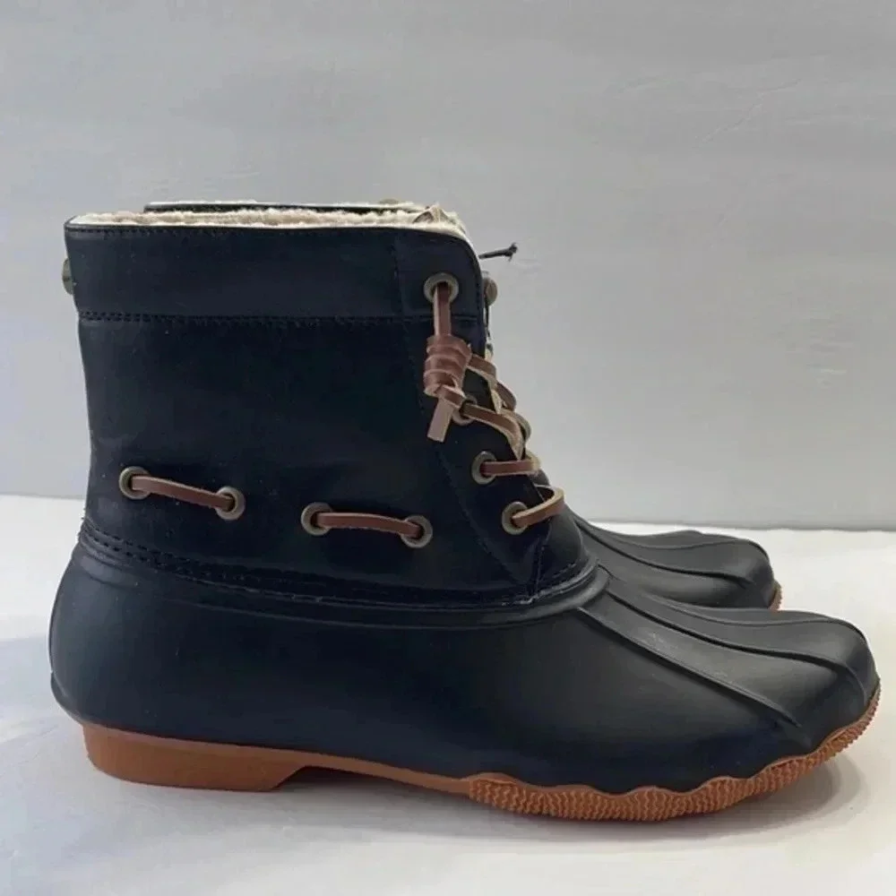 Seven7 Women's Waterproof Duck Rain Boots‎ Women’s Black Size 8